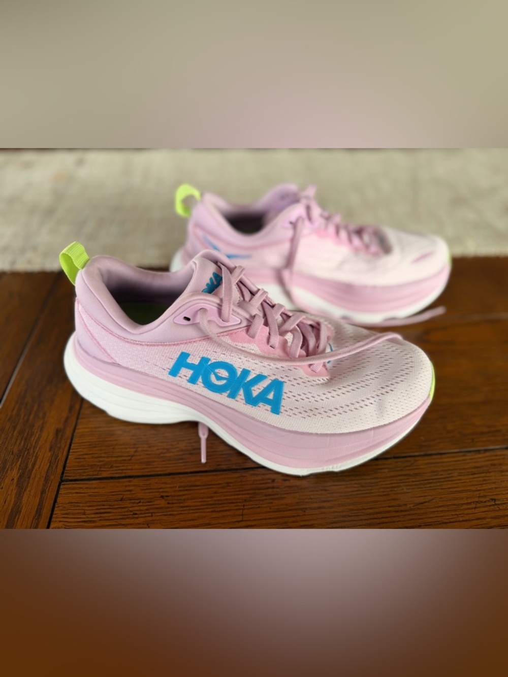Hoka Pink Running Sneakers with Blue Logo